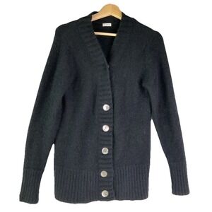 Paraphrase Black Angora Blend Button Up Cardigan Minimalist Quiet Luxury M